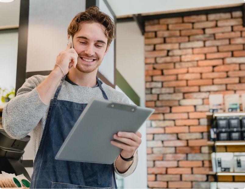 Employee on phone